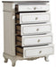 Cinderella 5 Drawer Chest in Antique White with Grey Rub-Through 1386NW-9 - Home Discount Furniture - NJ-linden