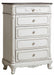 Cinderella 5 Drawer Chest in Antique White with Grey Rub-Through 1386NW-9 - Home Discount Furniture - NJ-linden