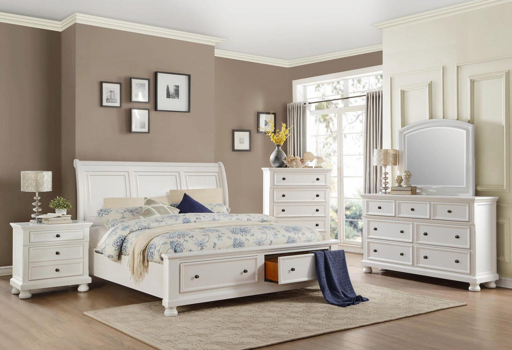 Laurelin Queen Sleigh Platform Storage Bed in White 1714W-1 - Home Discount Furniture - NJ-linden