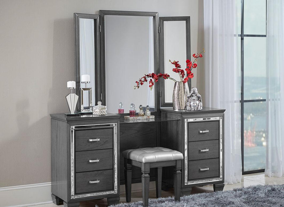 Allura Vanity Dresser with Mirror in Gray 1916GY-15* - Home Discount Furniture - NJ-linden