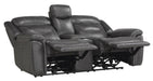 Danio Power Double Reclining Loveseat with Power Headrests in Dark Gray 9528DGY-2PWH - Home Discount Furniture - NJ-linden