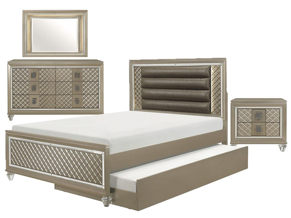 Youth Loudon Twin Platform with Trundle Bed in Champagne Metallic - Home Discount Furniture - NJ-linden