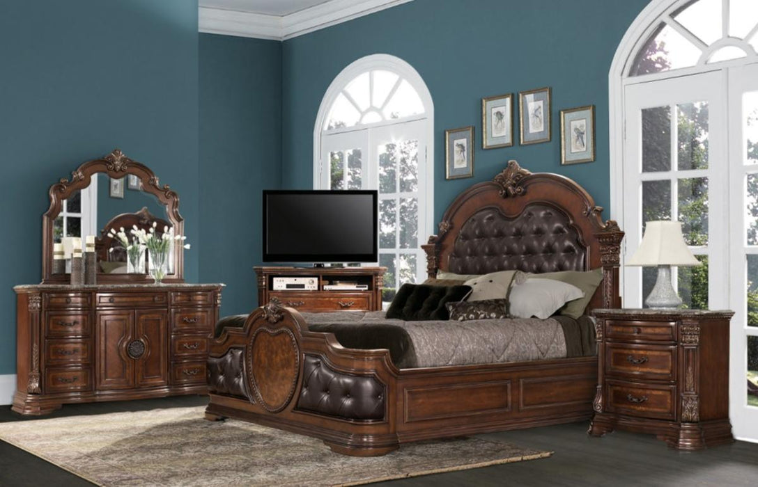 Antoinetta King Panel Bed in Warm Cherry 1919K-1EK* - Home Discount Furniture - NJ-linden