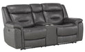 Danio Power Double Reclining Loveseat with Power Headrests in Dark Gray 9528DGY-2PWH - Home Discount Furniture - NJ-linden