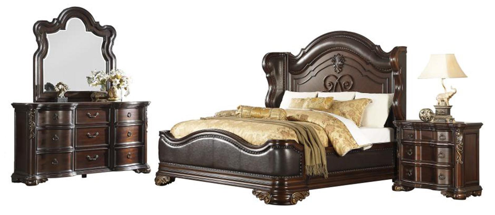 Royal Highlands King Upholstered Panel Bed in Rich Cherry 1603K-1EK - Home Discount Furniture - NJ-linden