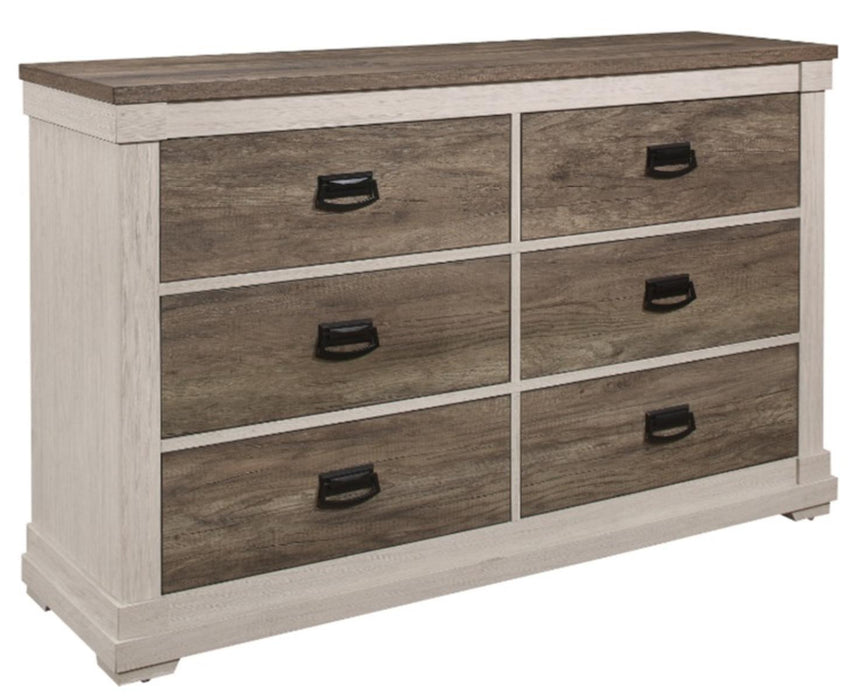 Arcadia Dresser in White & Weathered Gray 1677-5 - Home Discount Furniture - NJ-linden