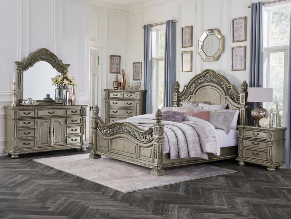 Catalonia King Poster Bed in Platinum Gold 1824PGK-1EK* - Home Discount Furniture - NJ-linden