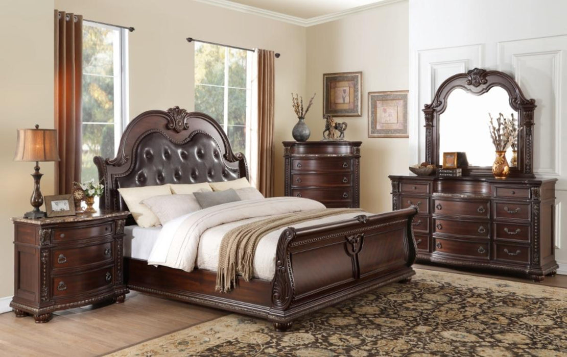 Cavalier Queen Sleigh Bed in Dark Cherry 1757-1* - Home Discount Furniture - NJ-linden