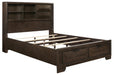 Chesky Queen Bookcase Bed with Footboard Storage in Warm Espresso 1753-1* - Home Discount Furniture - NJ-linden