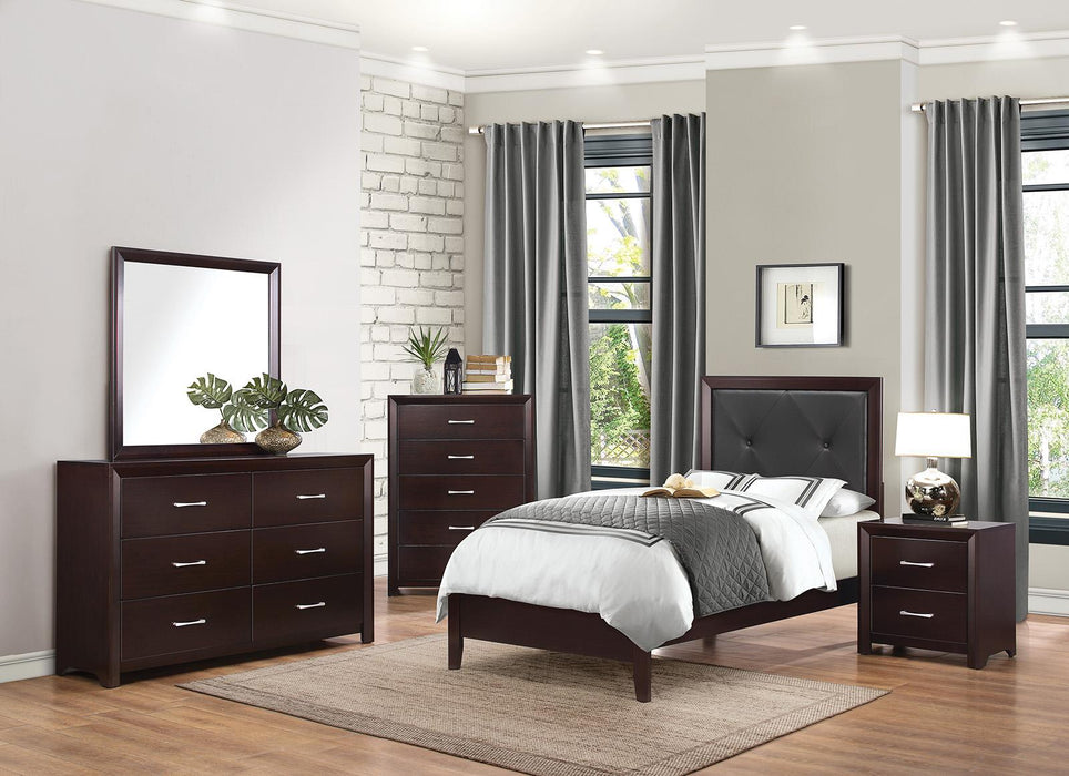 Edina Twin Panel Bed in Espresso-Hinted Cherry 2145T-1 - Home Discount Furniture - NJ-linden