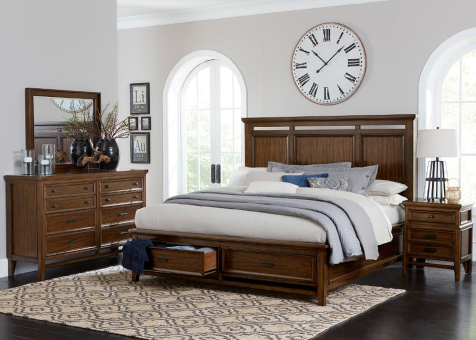 Frazier Queen Upholstered Storage Platform Bed in Dark Cherry 1649-1* - Home Discount Furniture - NJ-linden