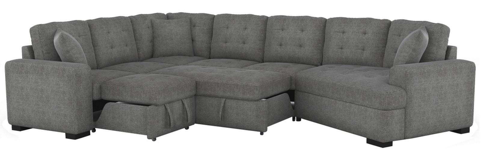 Logansport Armless 2-Seater with Pull-out Bed in Gray 9401GRY-2A - Home Discount Furniture - NJ-linden