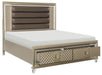 Loudon King Platform with Storage Bed in Champagne Metallic 1515K-1EK* - Home Discount Furniture - NJ-linden