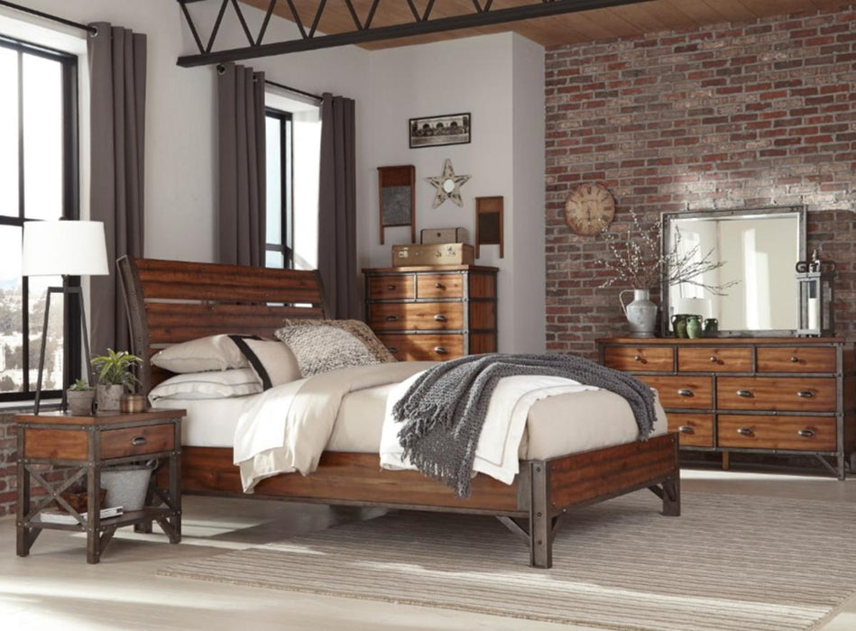 Holverson Queen Platform Bed in Rustic Brown & Gunmetal 1715-1* - Home Discount Furniture - NJ-linden