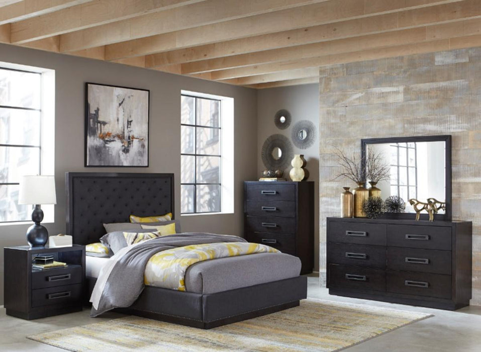Larchmont Queen Upholstered Platform Bed in Charcoal 5424-1* - Home Discount Furniture - NJ-linden