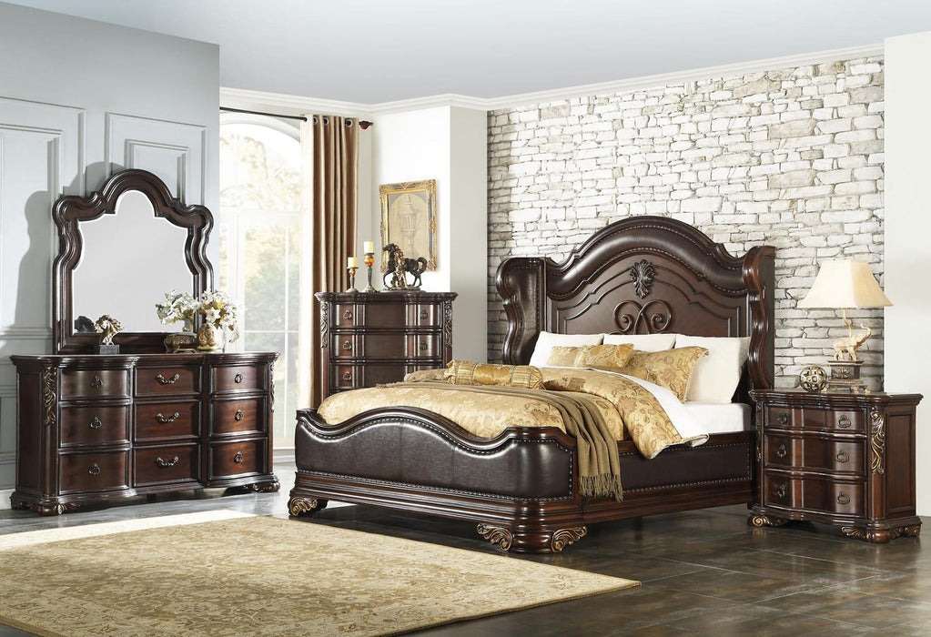 Royal Highlands King Upholstered Panel Bed in Rich Cherry 1603K-1EK - Home Discount Furniture - NJ-linden