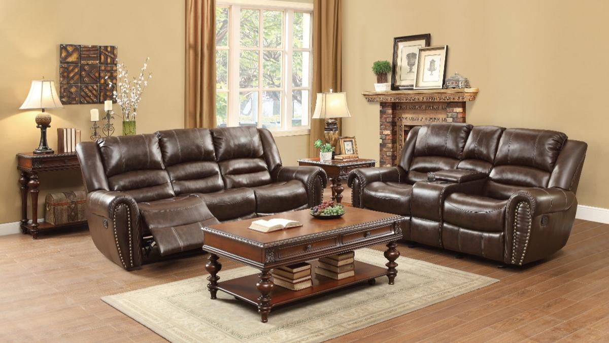 Homelegance Furniture Center Hill Double Reclining Sofa in Dark Brown 9668BRW-3 - Home Discount Furniture - NJ-linden